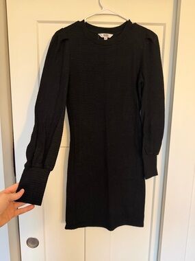 BB Dakota Black Ribbed Long Sleeve Mini Dress